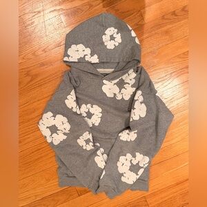 Denim Tears Gray and white flower Hoodie medium